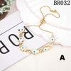 Vintage Copper Geometric Evil Eye Hamsa Hand Enamel Adjustable Bracelet For Women Electroplated Literary Style