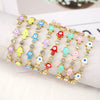 Vintage Copper Geometric Evil Eye Hamsa Hand Enamel Adjustable Bracelet For Women Electroplated Literary Style