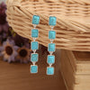 Vintage Court Style Square Alloy Earrings With Turquoise And Dripping Oil Design And Long Tassel