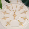 Vintage Cross Necklace Copper Plated Real Gold Microinlaid Zircon Pendant Accessories Geometric Style