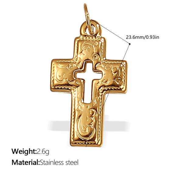 Vintage Cross Pendant Necklace 316L Stainless Steel Electroplating Fashion Jewelry For Female