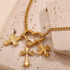 Vintage Cross Pendant Necklace 316L Stainless Steel Electroplating Fashion Jewelry For Female