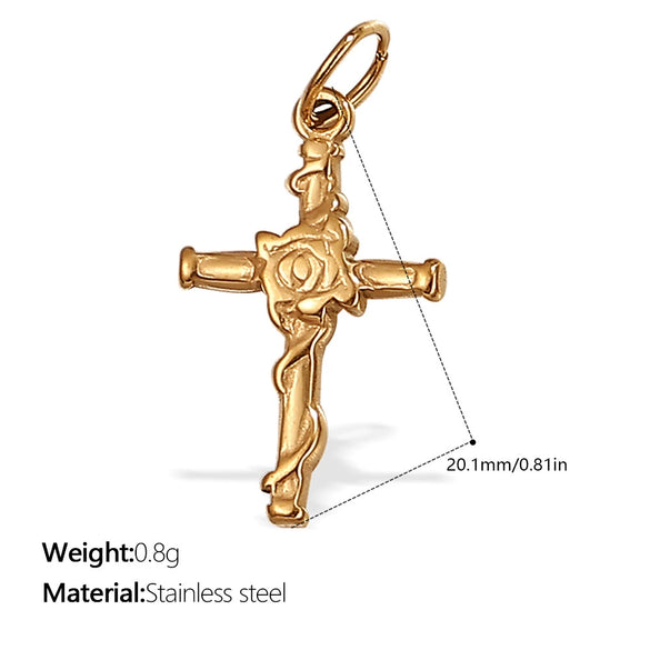 Vintage Cross Pendant Necklace 316L Stainless Steel Electroplating Fashion Jewelry For Female