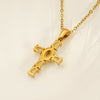 Vintage Cross 316L Stainless Steel Zircon Diamond Necklace