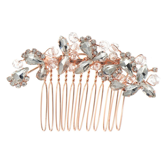 Vintage Crystal Rhinestone Heart Hair Comb Bridal Wedding Hair Accessory Handmade Electroplated Headpiece For Women