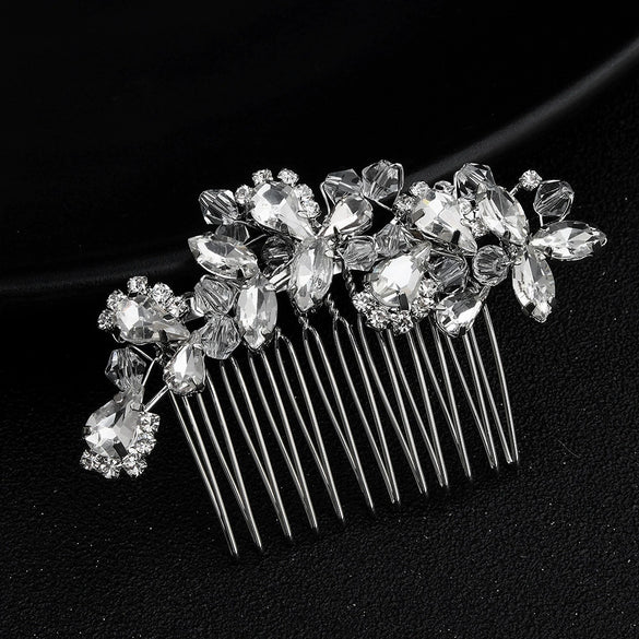Vintage Crystal Rhinestone Heart Hair Comb Bridal Wedding Hair Accessory Handmade Electroplated Headpiece For Women