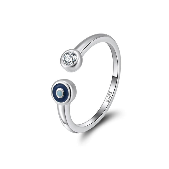 Vintage Design S925 Sterling Silver Evil Eye Ring Opening Adjustable
