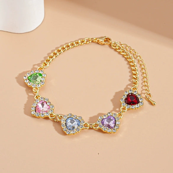 Vintage Diamondstudded Flower Copper Plastic Women's Bracelet