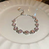 Vintage Diamondstudded Flower Copper Plastic Women's Bracelet