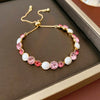 Vintage Diamondstudded Flower Copper Plastic Women's Bracelet