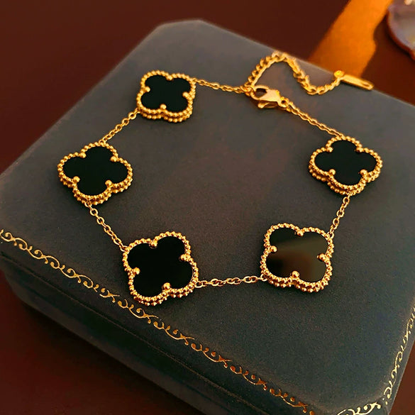 Vintage Diamondstudded Flower Copper Plastic Women's Bracelet