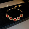 Vintage Diamondstudded Flower Copper Plastic Women's Bracelet