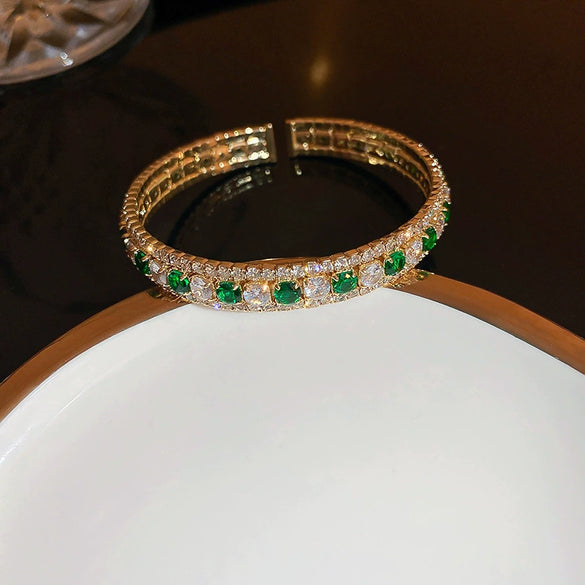 Vintage Diamondstudded Flower Copper Plastic Women's Bracelet