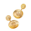 Vintage Distressed Hammered Zinc Alloy Spiral Flower Earrings With Geometric Round Swirl Design Electroplated Finish And Stainless Steel Posts