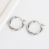 Vintage Distressed Woven Twist Geometric Sterling Silver Earrings For Women Electroplated Ear Buckle Style