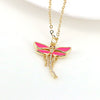 Vintage Dragonfly Pendant Necklace With Mixed Gem Inlay And Copper Water Wave Chain Simple Animal Jewelry