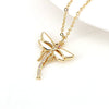 Vintage Dragonfly Pendant Necklace With Mixed Gem Inlay And Copper Water Wave Chain Simple Animal Jewelry