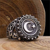 Vintage Electroplated Metal Star And Moon Texture Ring Unisex Fashion Jewelry Wholesale