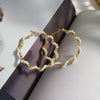 Vintage Elegant Geometric Pearl Wrapped Metal Earrings With Electroplated Finish Trendy Fashion Jewelry