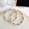 Vintage Elegant Geometric Pearl Wrapped Metal Earrings With Electroplated Finish Trendy Fashion Jewelry