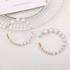 Vintage Elegant Geometric Pearl Wrapped Metal Earrings With Electroplated Finish Trendy Fashion Jewelry