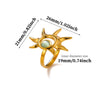 Vintage Elegant Women's Goldplated Sun Ring With Pearl And Tiger's Eye Stone Natural Style Jewelry