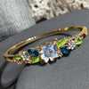 Vintage Enamel Flower Bracelet For Women Delicate Floral Jewelry With Sparkling Diamond Accents And Plated Finish