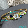 Vintage Enamel Flower Bracelet For Women Delicate Floral Jewelry With Sparkling Diamond Accents And Plated Finish