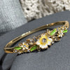 Vintage Enamel Flower Bracelet For Women Delicate Floral Jewelry With Sparkling Diamond Accents And Plated Finish