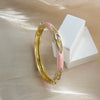 Vintage Enamel Open Cuff Bracelet With Oildrop Design And Regal Plated Finish For Women