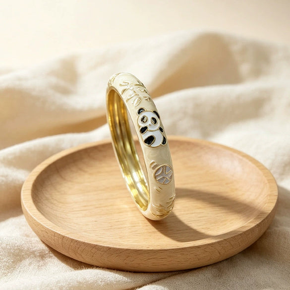 Vintage Enamel Panda Children's Bracelet With Playful Animal Design And Plated Finish Wholesale Jewelry Accessory