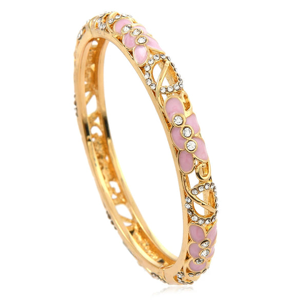 Vintage Ethnic Style Cloisonné Open Enamel Bracelet with Oil Dripping & Electroplating Treatment