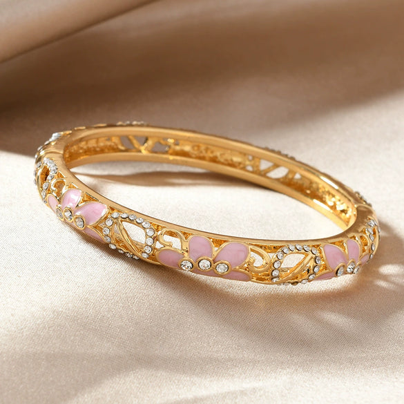 Vintage Ethnic Style Fine Cloisonne Opening Enamel Bracelet Electroplated For Fashion Antique Gift Giving
