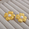 Vintage Exaggerated Geometric Flower Earrings For Women Electroplated Copper Statement Jewelry