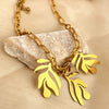 Vintage Exaggerated Metal Necklace Titanium Steel Gold Plated U Shape Jewelry