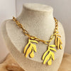Vintage Exaggerated Metal Necklace Titanium Steel Gold Plated U Shape Jewelry