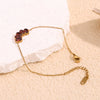 Vintage Fashion Geometric Stainless Steel 18K Gold Plated Red Diamond Pomegranate Seed Style Bracelet For Women