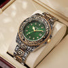 Vintage Fashion Gold Alloy And Stainless Steel Carved Round Dial Men's Quartz Watch
