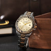 Vintage Fashion Gold Alloy And Stainless Steel Carved Round Dial Men's Quartz Watch