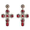 Vintage Fashion Hollow Cross Dangle Earrings With Diamond Accents Alloy Long Statement Earrings For Women