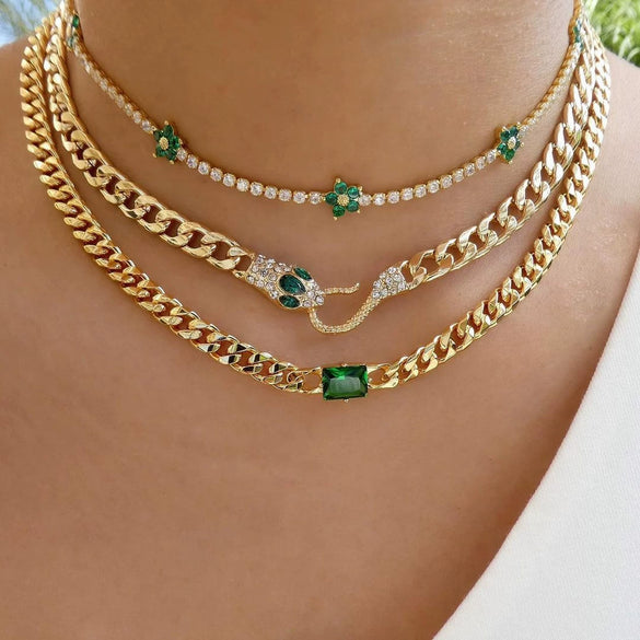 Vintage Fashion Jewelry Women's Clavicle Chain Necklace Copper Goldplated With Flower Pattern