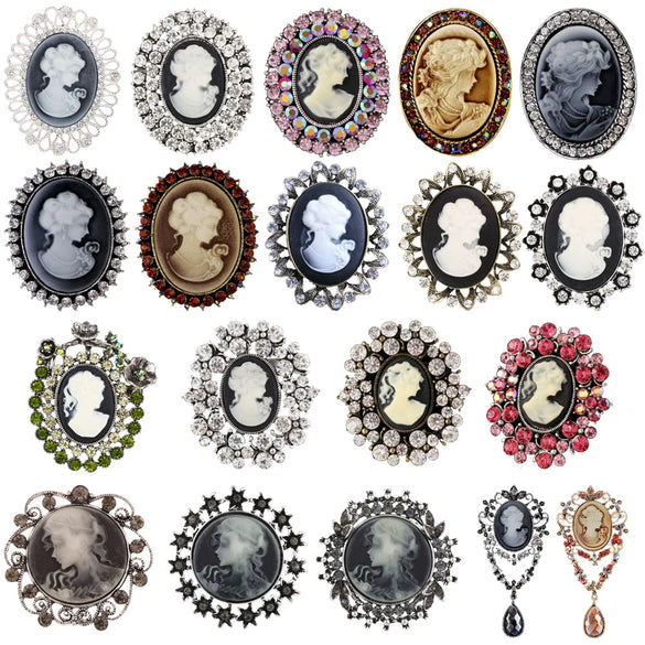 Vintage Fashion Ol Style Alloy Head Brooch Pin With Cartoon Characters Electroplated For Women