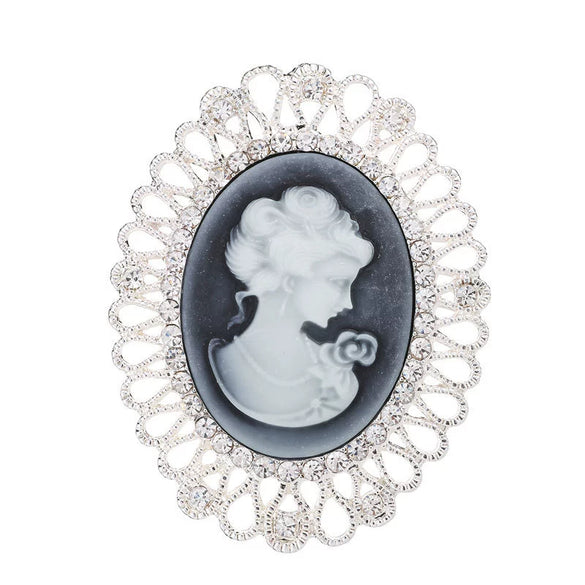 Vintage Fashion Ol Style Alloy Head Brooch Pin With Cartoon Characters Electroplated For Women