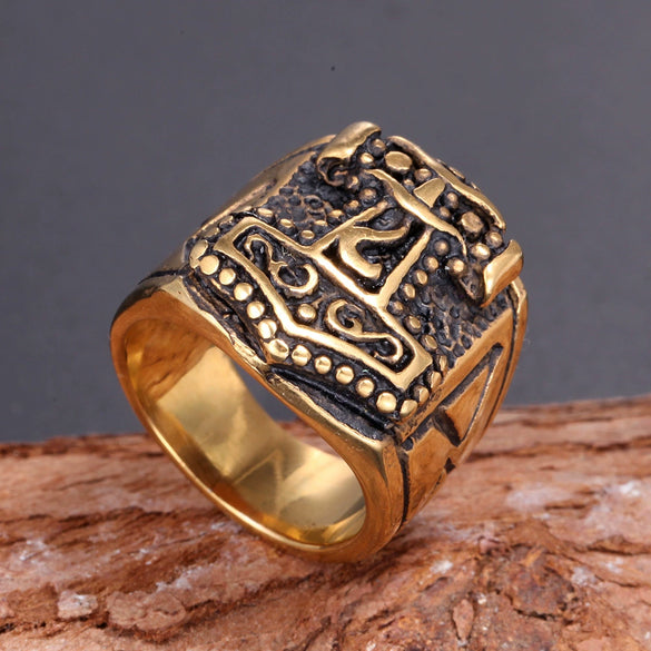 Vintage Fashion Stainless Steel Geometric Ring For Unisex Polished Titanium Steel Style Jewelry