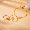 Vintage Fashion Stainless Steel Round Finger Bracelet With Life Tree Flower Bow Tie Pattern Electroplated