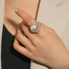 Vintage Fashion Starfish Pearl Joint Ring In Zinc Alloy Exaggerated Statement Design Simple Trendy Unisex Finger Ring