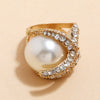 Vintage Fashion Starfish Pearl Joint Ring In Zinc Alloy Exaggerated Statement Design Simple Trendy Unisex Finger Ring