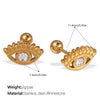 Vintage Fashion Women's 316L Stainless Steel Earrings Cross Round Inlaid Rhinestone 18K Gold Plated