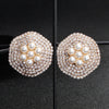 Vintage Flower Ear Clip Pearl Earrings For Women Sweet All Match Plant Inspired Inlaid Pearl Jewelry