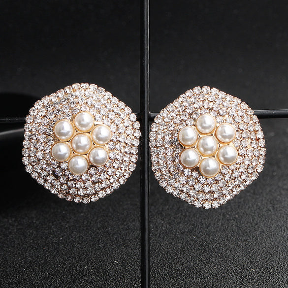 Vintage Flower Ear Clip Pearl Earrings For Women Sweet All Match Plant Inspired Inlaid Pearl Jewelry